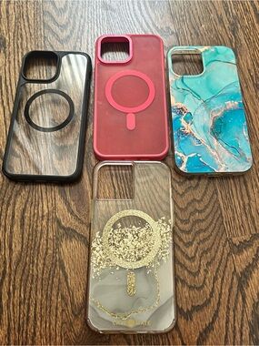 Lot of iPhone 13 Pro Max Protective Phone Cases - Black, Red, Teal, Clear/Gold